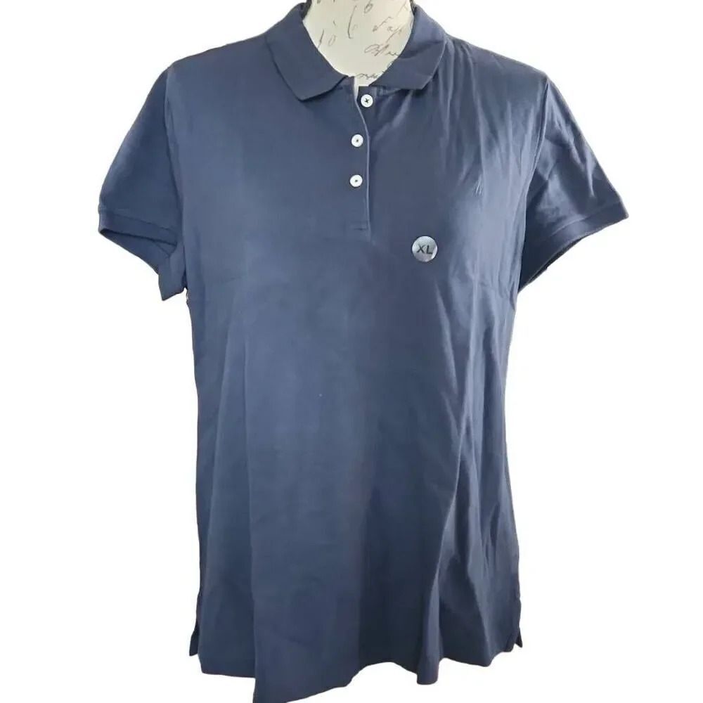 Nautica Women's Size XL Navy Short Sleeve Polo Shirt